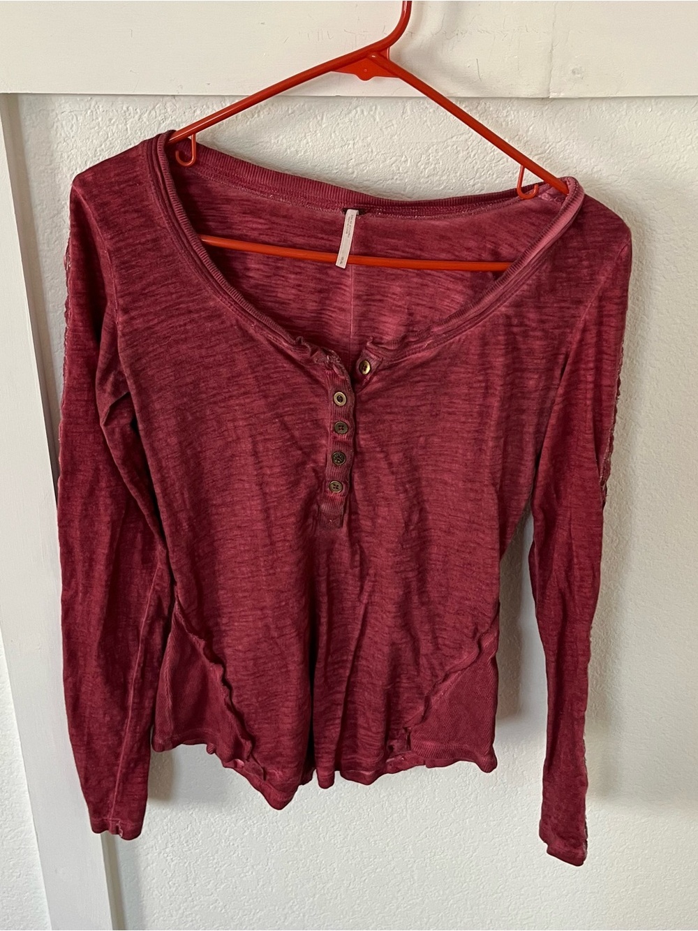 Free People Women's Small Henley Long Sleeve Shirt.